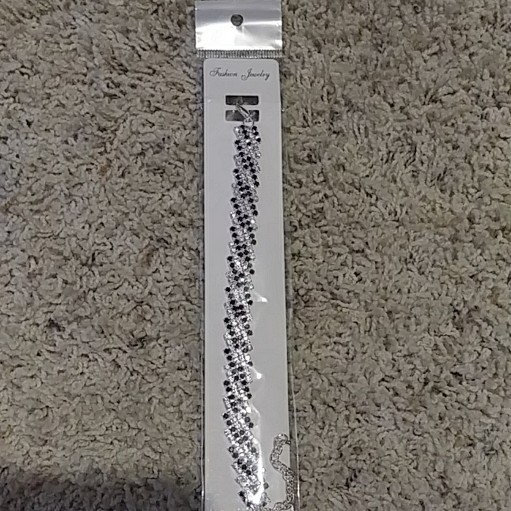 Silver and black diamond bracelet